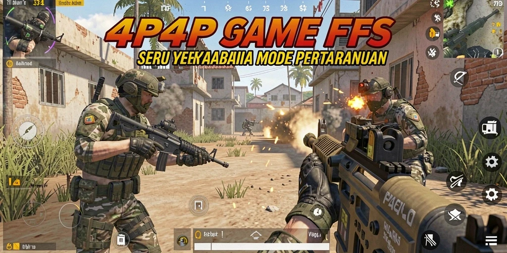 Tampilan gameplay menarik dari 4P4P dalam pertempuran FPS.