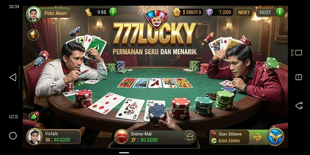 Tampilan gameplay Poker yang mendebarkan di 777LUCKY.