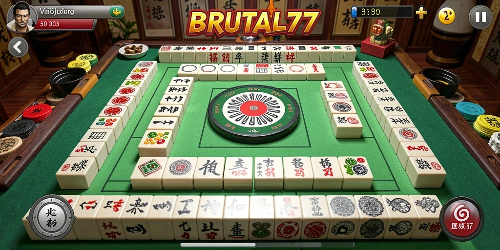 Tampilan permainan Mahjong yang menarik di BRUTAL77.
