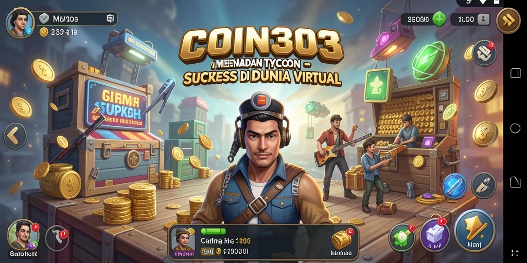 Gameplay <strong>COIN303</strong> menampilkan aksi memukau dalam membangun bisnis Tycoon.