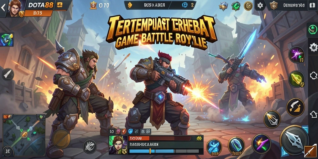 Screenshot DOTA88 menampilkan aksi pertempuran yang intens dalam Battle Royale.