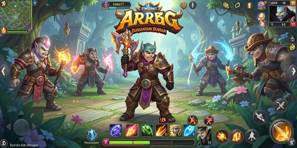 Tampilan gameplay yang mendebarkan dalam EMON77, menunjukkan pertarungan karakter yang seru.
