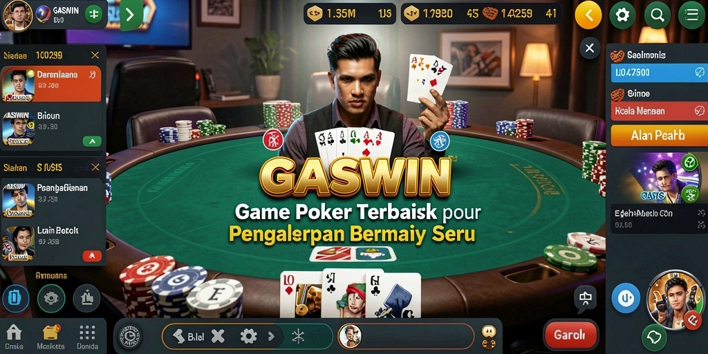 Tampilan gameplay GASWIN dengan aksi Poker yang mendebarkan.