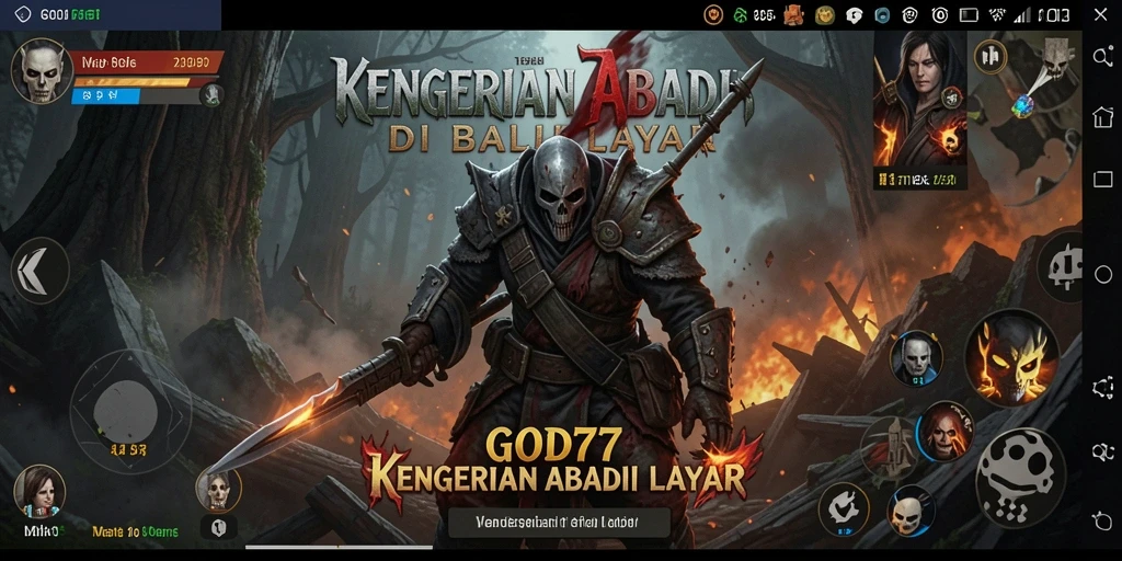 Screenshot gameplay GOD77 yang memperlihatkan suasana menyeramkan.