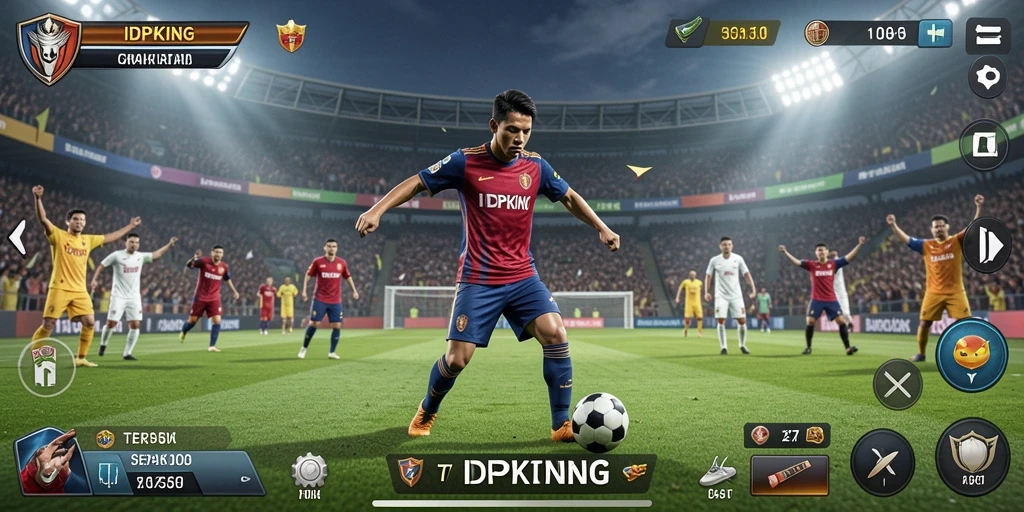 Tampilan gameplay mendebarkan dalam pertandingan sepak bola.