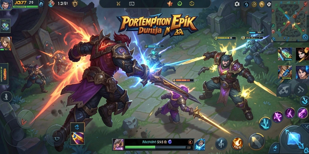 Tampilan aksi intens dalam permainan MOBA JOS77.