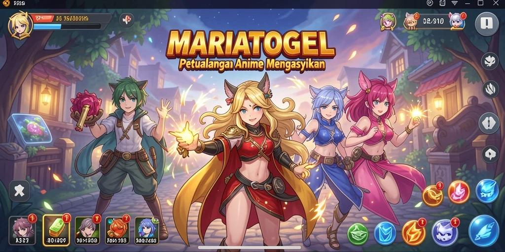 Screenshot MARIATOGEL menampilkan karakter anime dalam aksi yang epik.