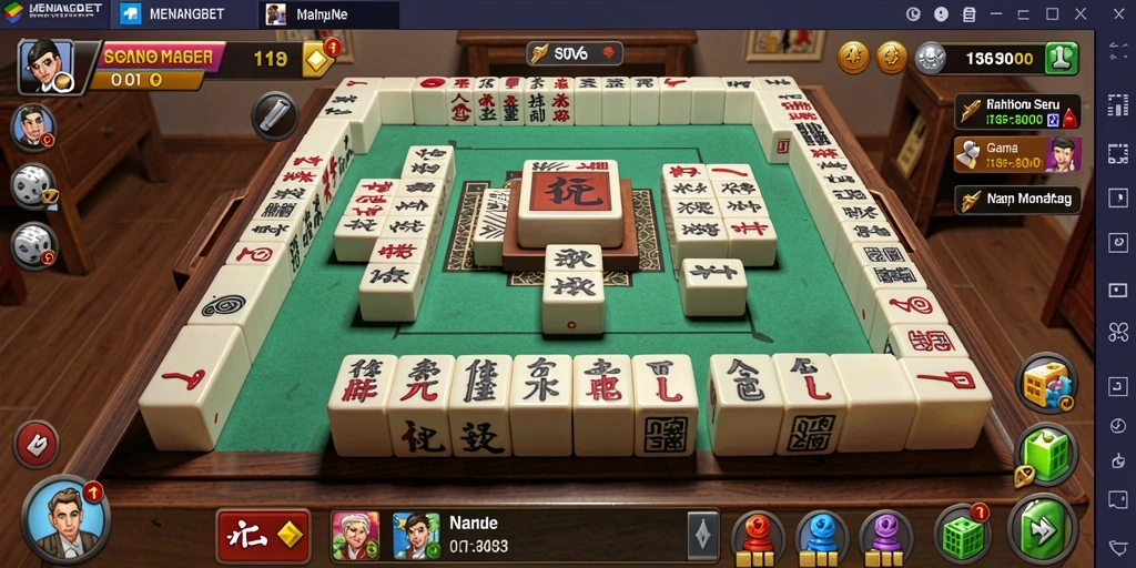 Tampilan gameplay seru dalam MENANGBET dengan ubin Mahjong.