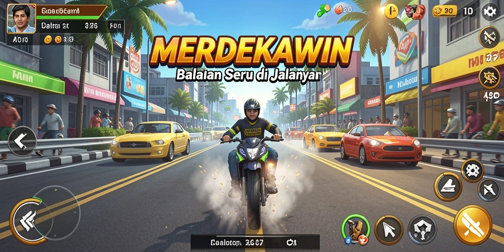 Gameplay seru balapan mobil di MERDEKAWIN dengan grafis menakjubkan.