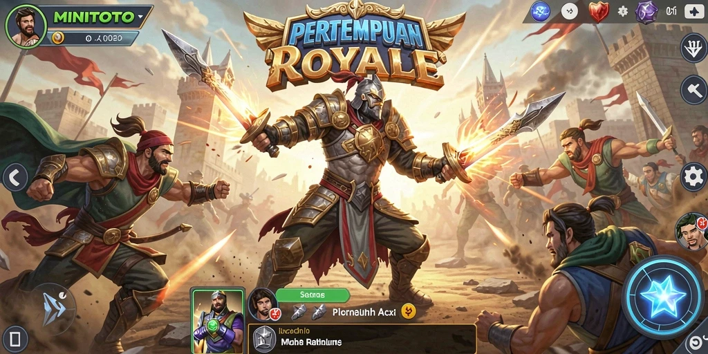 Screenshot gameplay intens saat pertempuran royale di MINITOTO.