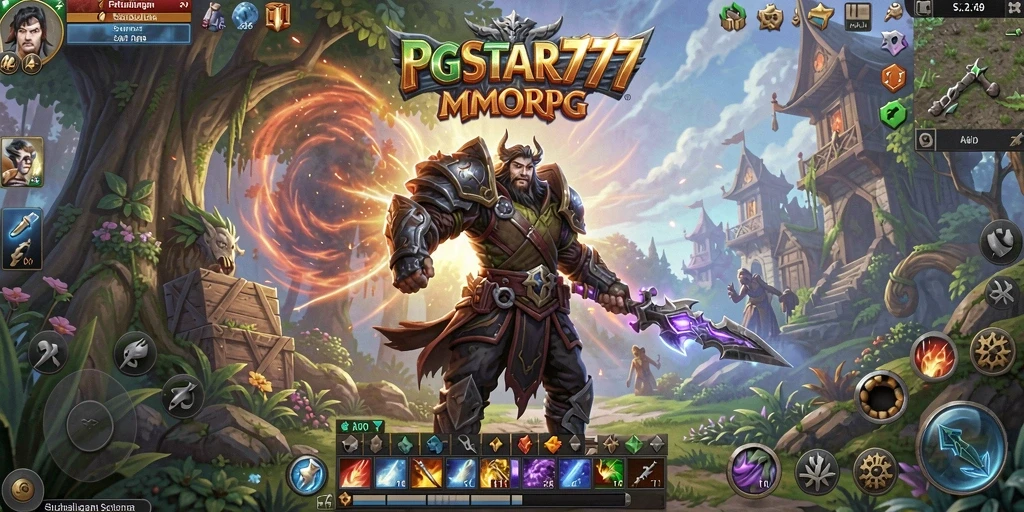 Tampilan seru permainan MMORPG PGSTAR777 saat bertempur di dungeon.