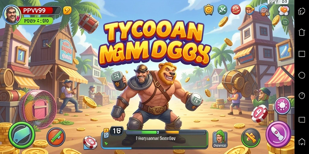 Screenshot utama gameplay PPV99 yang menampilkan tindakan manajerial dan pengembangan bisnis.