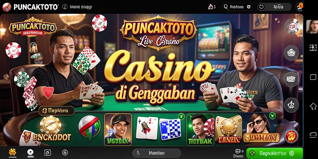 Tampilan menarik PUNCAKTOTO dengan dealer langsung di permainan Live Casino.