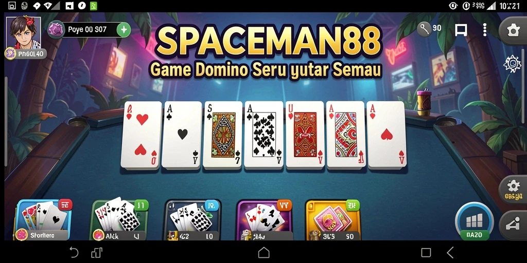 Tampilan gameplay seru dari SPACEMAN88 saat bermain Domino.