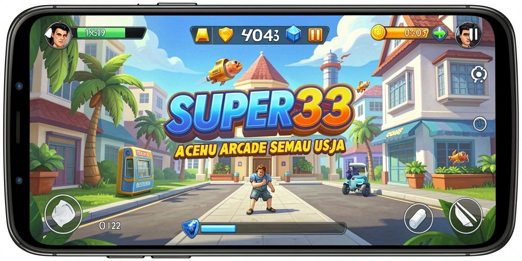 Tampilan seru gameplay SUPER33 dengan rintangan yang menantang.