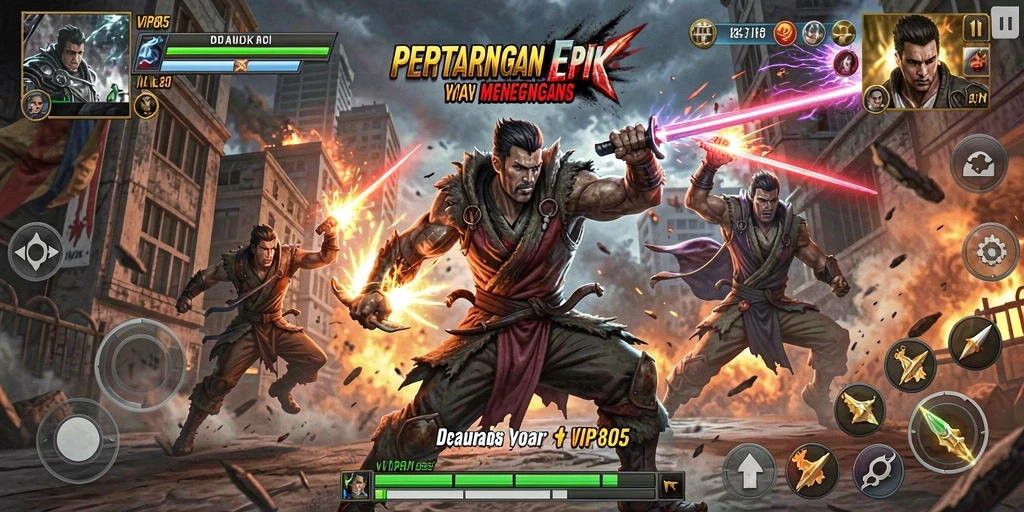 Screenshot gameplay VIP805 menampilkan aksi pertarungan seru dan karakter yang dinamis.