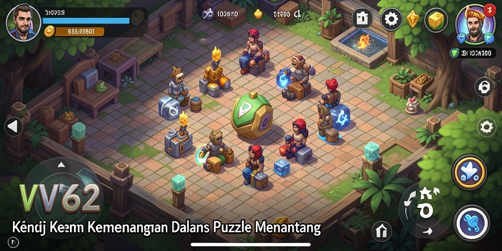 Tampilan gameplay VV62 dengan teka-teki berbasis logika yang menarik.