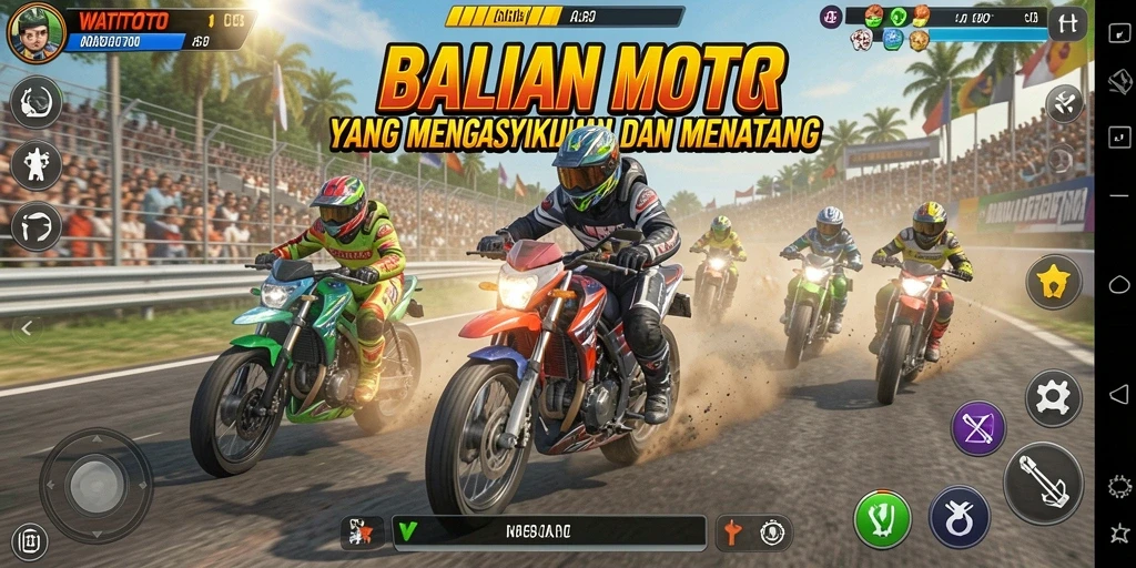Tampilan gameplay WATITOTO yang mendebarkan dengan lintasan yang penuh aksi.